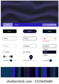 Dark BLUE vector wireframe kit with abstract circles. Creative illustration in halftone marble style with gradient. This sample is for your landing page.