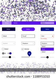 Dark  Blue vector wireframe kit with dots. Simple Material Design Kit with colorful dots in header. Modern template for your landing page.