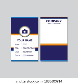 dark blue vertical business card design. business card for template printing. business card for company