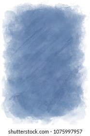 Dark blue vertical watercolor backdrop with transparent edges. Vector.