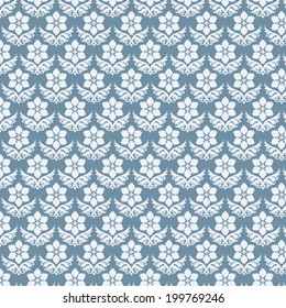 Dark blue vintage bloom pattern on pastel background. Retro and classic blossom pattern style for old or sweet design