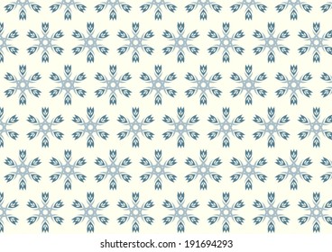 Dark Blue Vintage bloom and tribal or roots shape pattern on light yellow background. Retro and modern flower pattern style for old or cute design