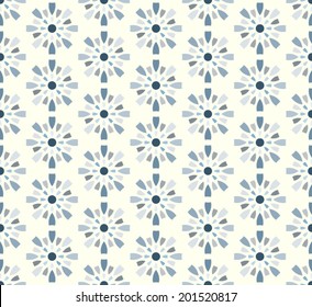 Dark blue vintage explode and circle pattern on pastel background. Sweet symmetry cracker seamless pattern for modern or graphic design