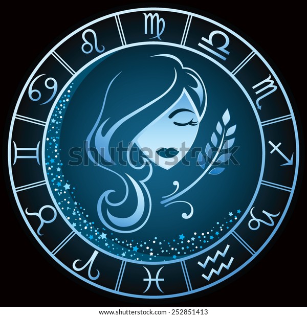 Dark Blue Virgo Zodiac Sign Vector Stock Vector (Royalty Free ...