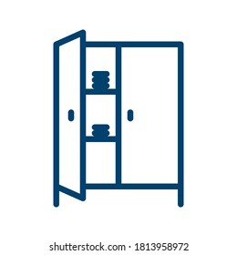 Dark Blue Wardrobe Icon Design solated on White Background