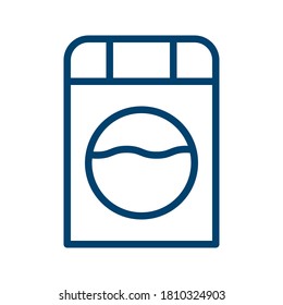 Diseño del icono de la lavadora azul oscuro aislado en fondo blanco