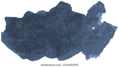 Dark blue watercolor abstract shape isolated on transparent background. Ideal for modern design projects, textured backgrounds, or creative compositions with a unique artistic feel