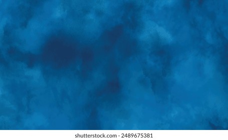 Dark blue watercolor background. Grunge background frame, beautiful dark gradient hand drawn by brush grunge background. watercolor wash aqua painted texture close up, grungy design. 