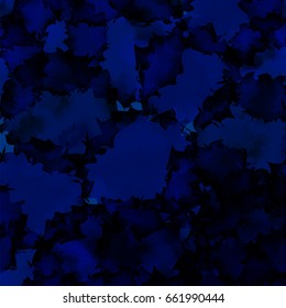 Dark blue watercolor texture background. Ravishing abstract pattern, expressive messy vector illustration.