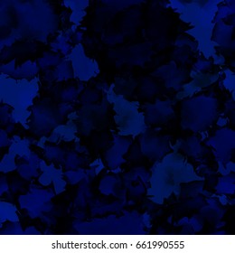 Dark blue watercolor texture background. Radiant abstract pattern, expressive messy vector illustration.