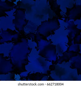 Dark blue watercolor texture background. Symmetrical abstract pattern, expressive messy vector illustration.