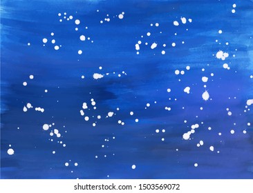 Dark Blue Watercolor Vector Background with White Drops