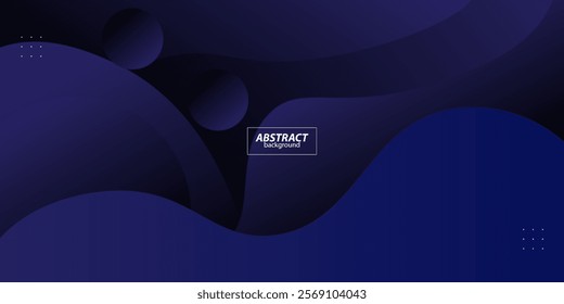 Dark blue wave 3D abstract background with realistic shadow pattern. Dark blue gradient color on the background. Vector Eps10