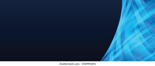 Dark blue wave curve background with abstract graphic elements for presentation background design