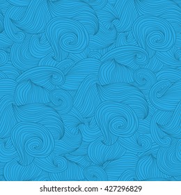 Dark blue wave doodle seamless pattern for textile merchandise and web projects