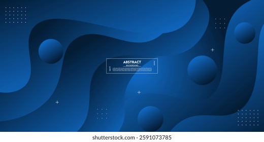 Dark blue wave geometric background. Blue elements with fluid gradient. Dynamic shape composition. Vector Eps10