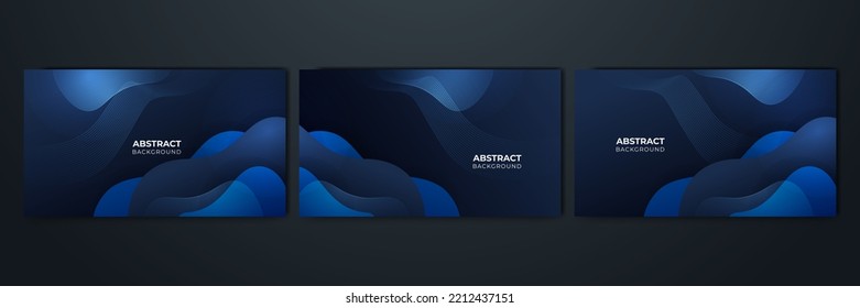 Dark blue wavy curve presentation background with modern corporate concept design. Vector illustration for banner, business card, poster, social media cover and much more