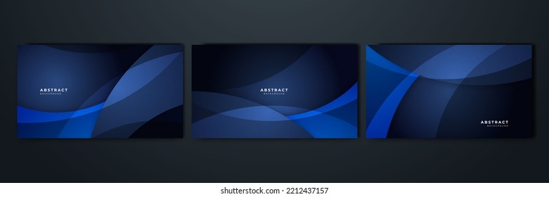 Dark blue wavy curve presentation background with modern corporate concept design. Vector illustration for banner, business card, poster, social media cover and much more