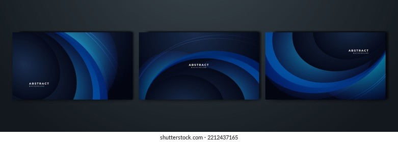 Dark blue wavy curve presentation background with modern corporate concept design. Vector illustration for banner, business card, poster, social media cover and much more