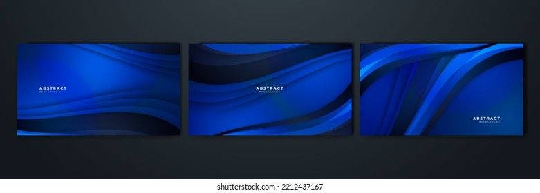 Dark blue wavy curve presentation background with modern corporate concept design. Vector illustration for banner, business card, poster, social media cover and much more