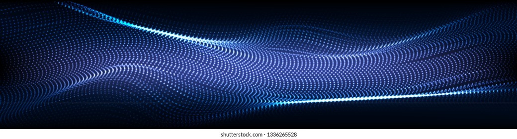 Dark Blue Wavy Doted Background