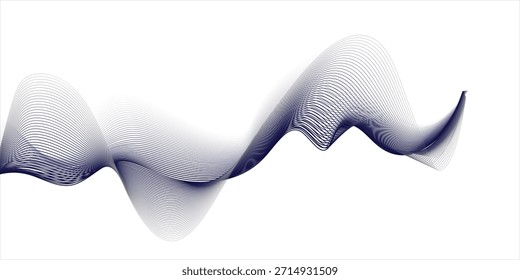 Dark blue wavy lines on a white background, a calm and dynamic abstract artwork featuring flowing energy and geometric precision for design and technology projects.