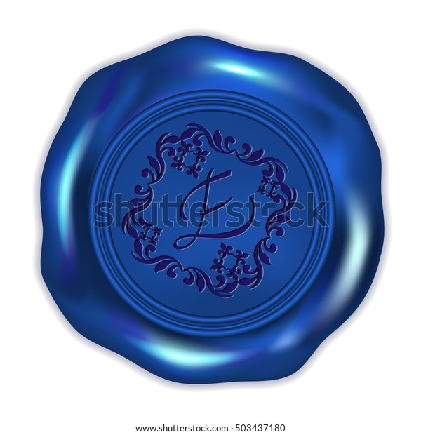 Dark Blue Wax Seal Abstract Historical Stock Vector Royalty Free