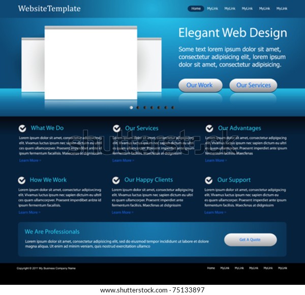 Dark Blue Website Design Template Stock Vector (Royalty Free) 75133897