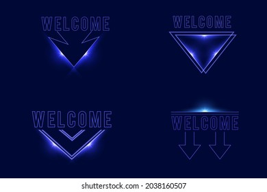 Dark blue welcome neon effect isolated vector with shine glow shape. can use for neon box, party sign, business banner, element graphic resources