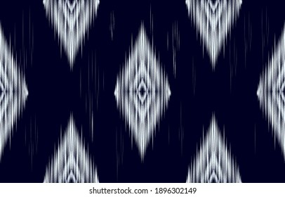 dunkelblaues und weißes Farbmuster Geometrisches, traditionelles orientalisches Stickereimuster.Design für Hintergrund, Teppich, Matte, Tapete, Kleidung, Umhüllung, Batik, Stoff,Vektorgrafik.