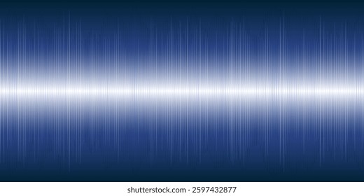 Dark Blue and White Modern Style Minimalist Vertical Stripes Pattern Background with Central Horizontal Line of Bright Light - Editable Abstract Design, Creative Vector Template