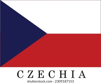 Dark Blue, White, and Red colors Czechia Flag.