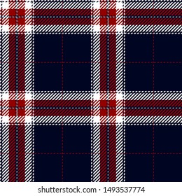 Dark Blue, White and Red tartan plaid Scottish seamless pattern.Texture from plaid, tablecloths, clothes, shirts, dresses, paper, bedding, blankets and other textile products.