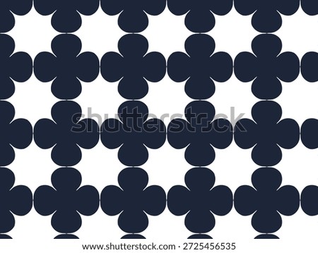Dark blue and white simple quatrefoil repeating pattern background Keywords: geometric, pattern