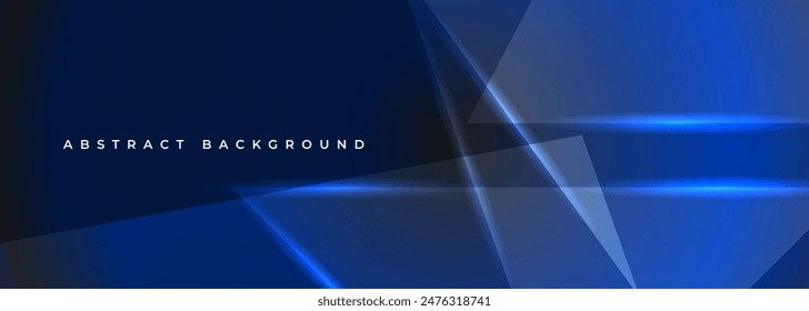 Anuncio de tecnología Horizontal abstracta amplia azul oscuro con líneas de neón azul. Ilustración vectorial