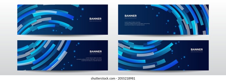 Dark blue wide banner background set. Blue corporate identity cover business vector design, llyer brochure advertising abstract background, Modern poster magazine layout template, presentation