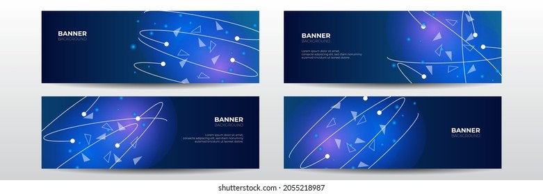 Dark blue wide banner background set. Blue corporate identity cover business vector design, llyer brochure advertising abstract background, Modern poster magazine layout template, presentation