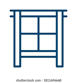 Diseño de icono de ventana azul oscuro aislado en fondo blanco