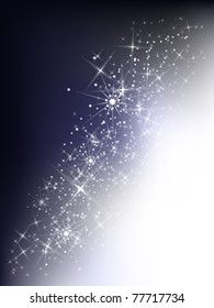 Dark blue winter background with shining sparks.