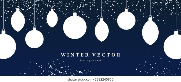 Oscuro fondo azul de vacaciones de invierno con decoración blanca de árboles de Navidad y nieve. Antecedentes navideños para decoración, fondo de pantalla, portadas y presentaciones.