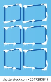 Dark Blue Winter Parallelogram Frame Snow with Soft Blue Background
