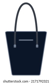 The dark blue women's shopping bag with gray handle and pocket