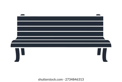 Dark blue wooden park bench silhouette wooden bench