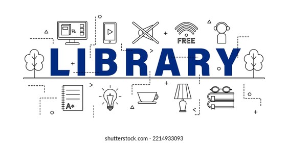 BIBLIOTECA de la palabra azul oscuro sobre fondo blanco