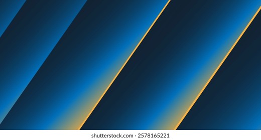 Dark Blue and Yellow Abstract Glowing Gradient Texture - Slanted Lines Pattern with Lights, 3D Effect - Wide Scale Background Creative Design Template - Illustration in Freely Editable Vector Format