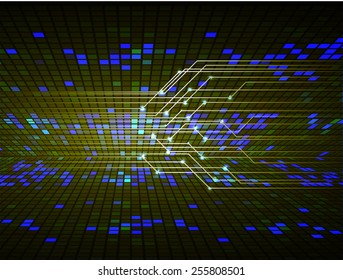 Dark blue yellow color Light Abstract Technology background for computer graphic website internet. circuit. table. Mosaic