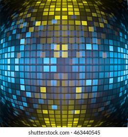 Dark blue yellow color Light Abstract pixels Technology background for computer graphic website internet. circuit board. text box. Mosaic, table