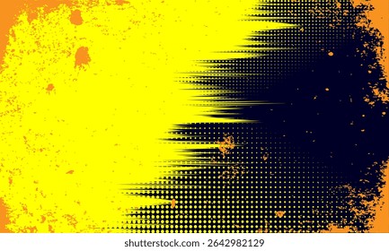 fundo de textura gradiente grunge do padrão de cor amarelo-escuro. Pontos pop art quadrinhos estilo esporte Fundo abstrato cor azul escuro com conceito corporativo moderno. 
