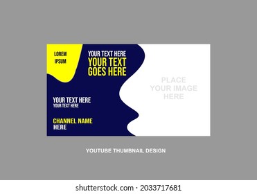 Dark blue and yellow color of youtube thumbnail design and web banner template vector design