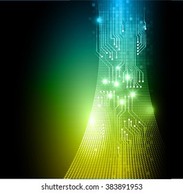 dark blue yellow Light Abstract Technology background for computer graphic website internet and business. circuit. illustration. digital. infographics. binary code. eye scan. www. 